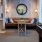 a living room with a couch and a table
