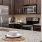 a kitchen with wooden cabinets